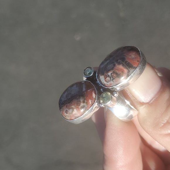 New Leopard Skin Jasper and Citrine 925 Silver Statement Ring. - Picture 13 of 16